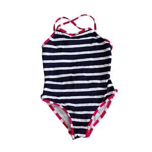 Oscar de la Renta Childrenswear Girls' Striped Swimsuit, Red, White & Blue SZ 8